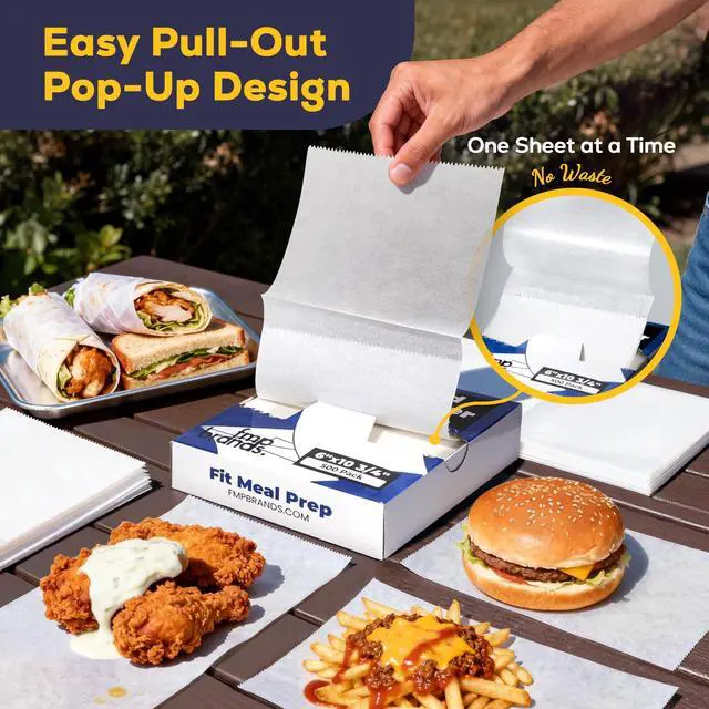 Alt view image 4 of 7 - 500 Pack 6 x 10.75 Inches Deli Wax Paper Sheets, Interfolded Pop-Up Pre-Cut Deli Wraps, Waterproof and Greaseproof Food Wrap Paper for Sandwiches, Restaurants, Bakeries, and Home Use