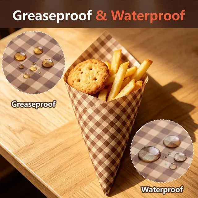 Alt view image 3 of 7 - 100Pcs Checkered Wax Deli Paper Sheets Greaseproof Food Basket Liners Sandwich Burger Wraps for BBQ Picnic Restaurant Food Truck Party Use