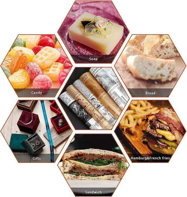 Alt view image 4 of 7 - 100Pcs Basket Liners Food Picnic Deli Wax Paper Sheets for Food, 10 x 10 Inch, Stick Baking Paper Newspaper Printing Design Food Wrapping Paper (100 sheets)