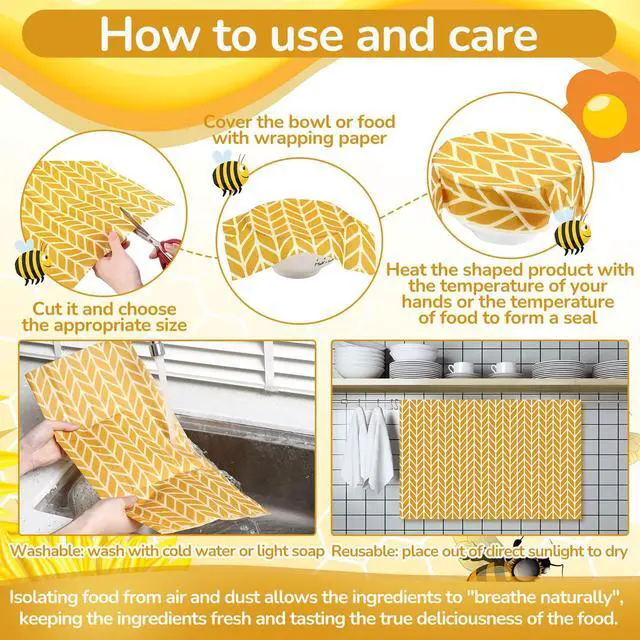 Alt view image 3 of 7 - 17 x 23 Inch Reusable Beeswax Food Wrap for Bread Sandwich Wrapper Beeswax Paper Organic Bowl Dishes Covers Sustainable Food Cheese Fruit Snacks Storage Containers Keeper (Fresh Style)