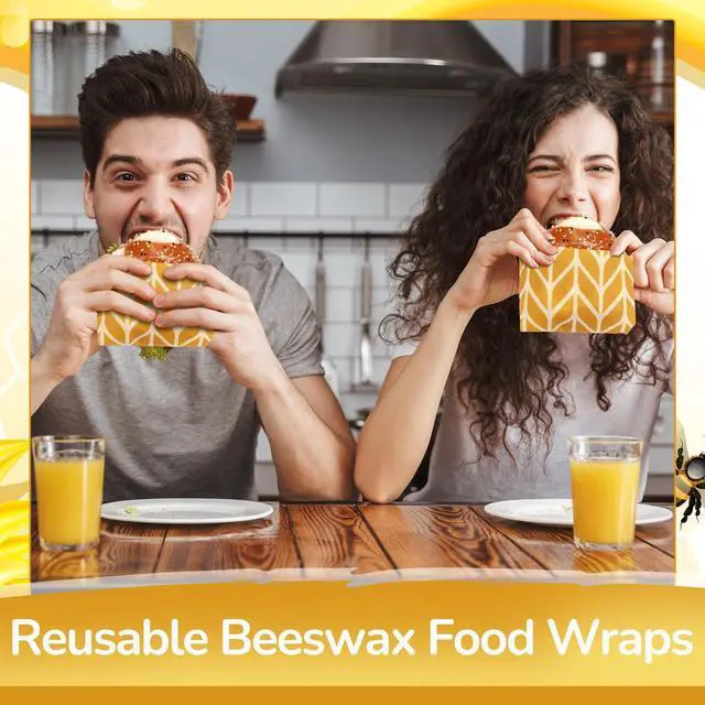 Alt view image 7 of 7 - 17 x 23 Inch Reusable Beeswax Food Wrap for Bread Sandwich Wrapper Beeswax Paper Organic Bowl Dishes Covers Sustainable Food Cheese Fruit Snacks Storage Containers Keeper (Fresh Style)