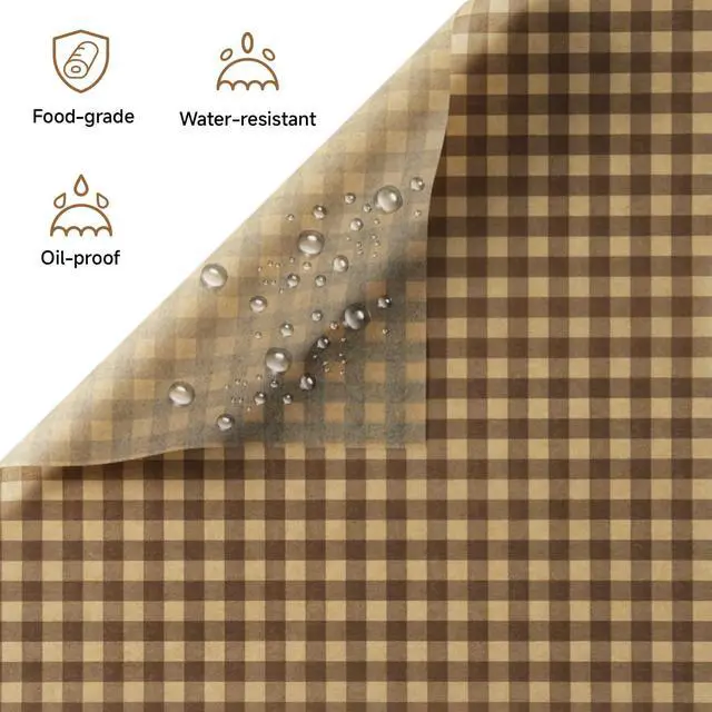 Alt view image 4 of 7 - 100 Pcs Waxed Deli Paper Sheets 7 × 7 Inch Greaseproof Food Basket Liners for Sandwiches, Burgers Wrapping, Multi-Color Checkered Paper for Kitchen, Food Truck, Party (7×7)