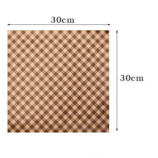 Alt view image 2 of 4 - 100 PCS 12x12 Wax Paper Sheets for Food Brown Grease Resistant Checkered Sandwich Wrapping Deli Paper Sheets Food Basket Tray Liners Wrappers for Burger Bread Lunch Party Festival Picnic BBQ