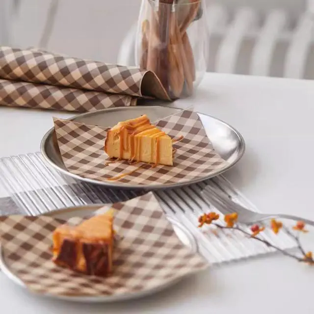 Alt view image 4 of 4 - 100 PCS 12x12 Wax Paper Sheets for Food Brown Grease Resistant Checkered Sandwich Wrapping Deli Paper Sheets Food Basket Tray Liners Wrappers for Burger Bread Lunch Party Festival Picnic BBQ