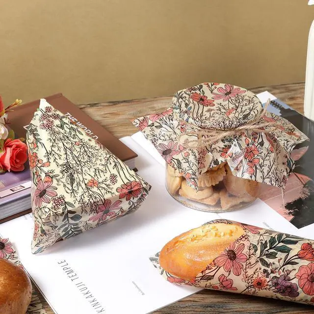 Alt view image 4 of 7 - 150 Pcs Wildflower Garden Floral Wax Paper Sheets for Food Deli, 9.8 x 8.3 inch Wildflower Greaseproof Wrapping Paper for Sandwich Picnic Basket Liner Birthday Shower Party Supplies