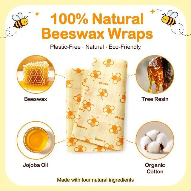 Alt view image 2 of 7 - 3 Pack Beeswax Wraps for Food - Small Medium Large Bees Wax Wraps Reusable Organic Beeswax Paper Food Wraps, Plastic Free Food Storage Wrap for Bread, Sandwich, Bowl Covers, Eco Friendly, Zero Waste