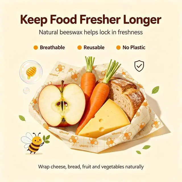 Alt view image 5 of 7 - 3 Pack Beeswax Wraps for Food - Small Medium Large Bees Wax Wraps Reusable Organic Beeswax Paper Food Wraps, Plastic Free Food Storage Wrap for Bread, Sandwich, Bowl Covers, Eco Friendly, Zero Waste