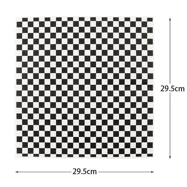 Alt view image 2 of 5 - 100 Sheets Checkered Dry Waxed Deli Paper Sheets, Paper Liners for Plastic Food Basket, Wrapping Bread and Sandwiches (Black)