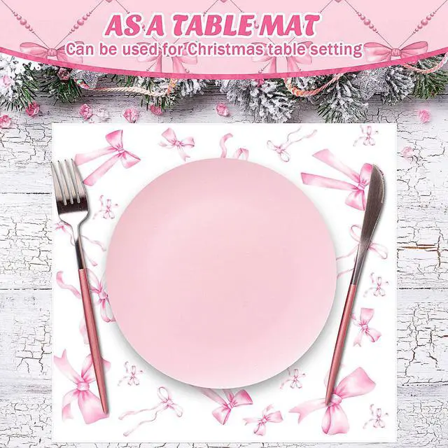 Alt view image 2 of 7 - 100 Sheet Pink Bow Wax Paper for Sandwich Burgers 11.4 x 11 Inches | Bow Deli Paper, Pink Parchment Paper, Coquette Ribbon Bowknot Wrapping, Greaseproof, Food Liners Birthday Picnic Party Favors