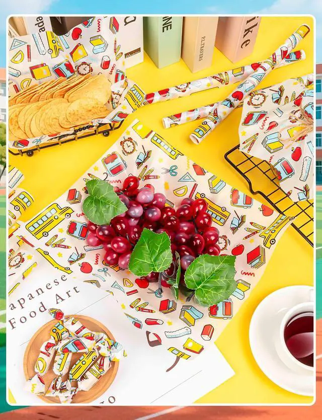 Alt view image 3 of 7 - 200 Pcs Back to School Wax Paper for Food, Wax Paper Sheets | Deli Paper Sandwich Wrap, Candy Wraps, Waterproof Oil-proof, Picnic Basket Liners, For Kitchen Handmade Food