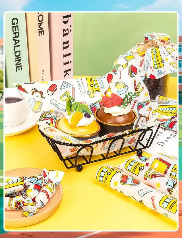 Alt view image 6 of 7 - 200 Pcs Back to School Wax Paper for Food, Wax Paper Sheets | Deli Paper Sandwich Wrap, Candy Wraps, Waterproof Oil-proof, Picnic Basket Liners, For Kitchen Handmade Food