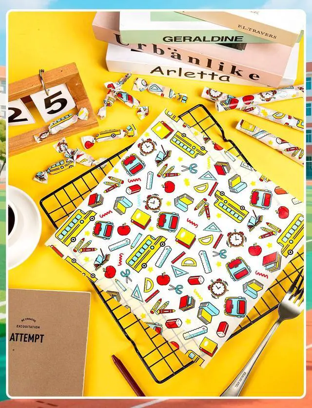 Alt view image 5 of 7 - 200 Pcs Back to School Wax Paper for Food, Wax Paper Sheets | Deli Paper Sandwich Wrap, Candy Wraps, Waterproof Oil-proof, Picnic Basket Liners, For Kitchen Handmade Food