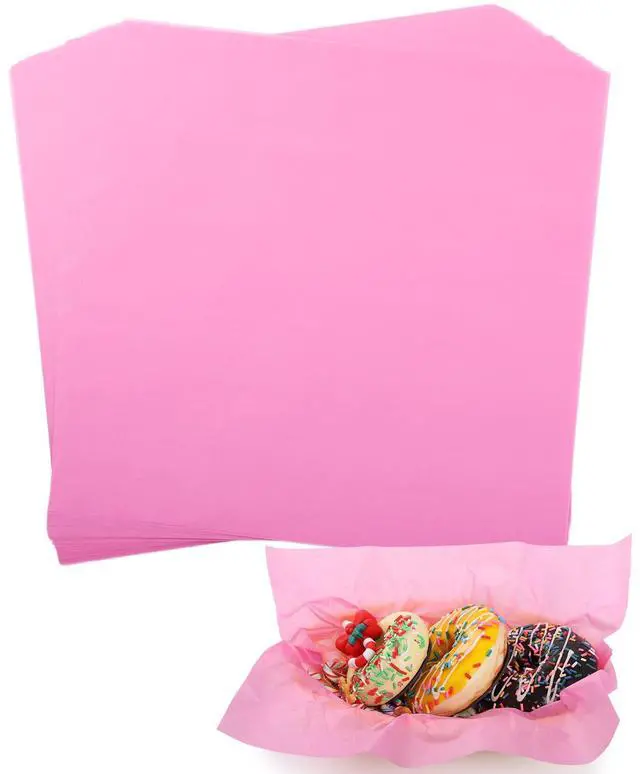 Main image of 100 PCS Deli Paper Sheets 12 * 12 Inch, Food-grade Pure Color Greaseproof Paper Food Basket Liners for Sandwiches, Burgers, Fries Wrapping for Party, Festival and Outdoors - Pink