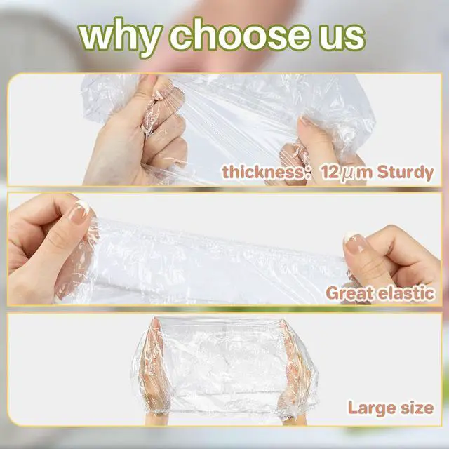 Alt view image 3 of 7 - 100PCS Bowl Covers Reusable - Thickend&Sturdy Plastic Bowl Cover Large | Stretch Food Covers Disposable for Food Storage Outdoor, Fresh Keeping Plastic Wrap for Bread Proofing, Baking Essentials