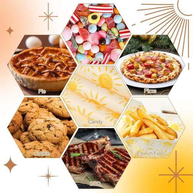 Alt view image 7 of 7 - 100 Sheet Bohemian Sun Deli Wax Paper for Food | Grease-proof Sheets Wrapping Sandwiches Hamburgers Desserts, Summer Picnic Wedding Gift Wrap, Baking Kitchen Supplies