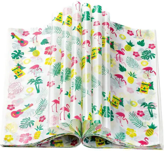 Main image of 100 Pcs Hawaii Luau Wax Paper for Food | Deli Paper Sandwich Wrap, Candy Cookies Wraps, Waterproof Oil-proof, Picnic Basket Liners, Leaf Pattern