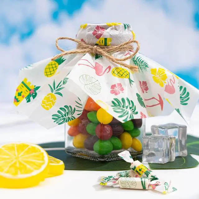 Alt view image 7 of 7 - 100 Pcs Hawaii Luau Wax Paper for Food | Deli Paper Sandwich Wrap, Candy Cookies Wraps, Waterproof Oil-proof, Picnic Basket Liners, Leaf Pattern