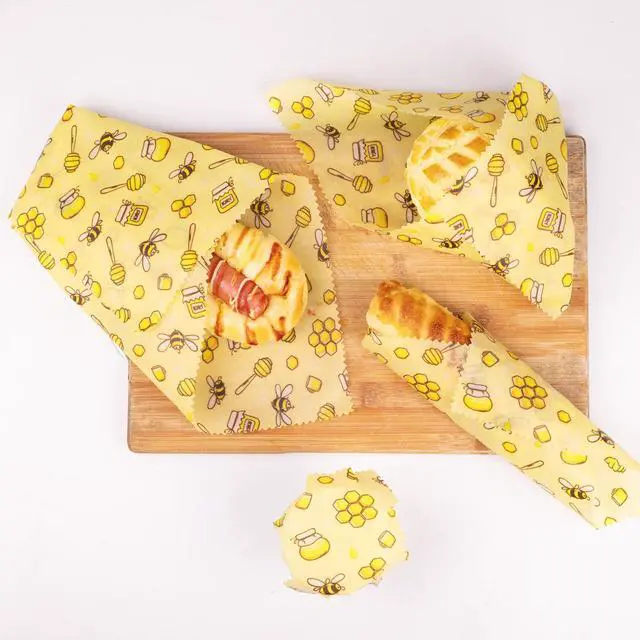Alt view image 7 of 7 - Reusable Beeswax Food Wraps, 9 Pack - Assorted Sizes (XS,S, M, L) | Organic Cotton, Eco Friendly, Plastic Free | Honeycomb Design