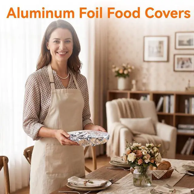 Alt view image 2 of 7 - 30PCS Reusable Stretch Metallized Aluminum Foil Food Covers,PE Elastic Lids | Stretchable reusable metallized foil covers for bowls & plates. durable alternative to plastic wrap