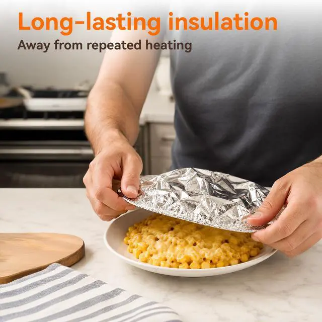 Alt view image 4 of 7 - 30PCS Reusable Stretch Metallized Aluminum Foil Food Covers,PE Elastic Lids | Stretchable reusable metallized foil covers for bowls & plates. durable alternative to plastic wrap