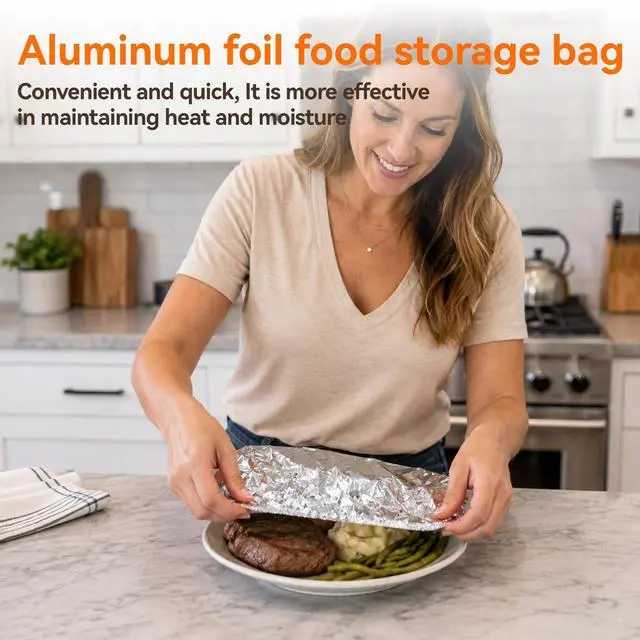 Alt view image 6 of 7 - 30PCS Reusable Stretch Metallized Aluminum Foil Food Covers,PE Elastic Lids | Stretchable reusable metallized foil covers for bowls & plates. durable alternative to plastic wrap