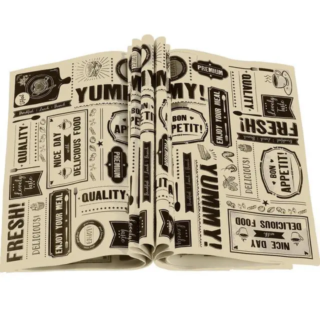 Main image of 150 Pieces Newsprint Wax Sheets Newspaper 8.3 x 9.8 Inch, Kraft Background | Grease Resistant Tray Liners, Waterproof Wrapping Tissue Paper, Picnic for Kitchen, Baking Parchment, Restaurants,