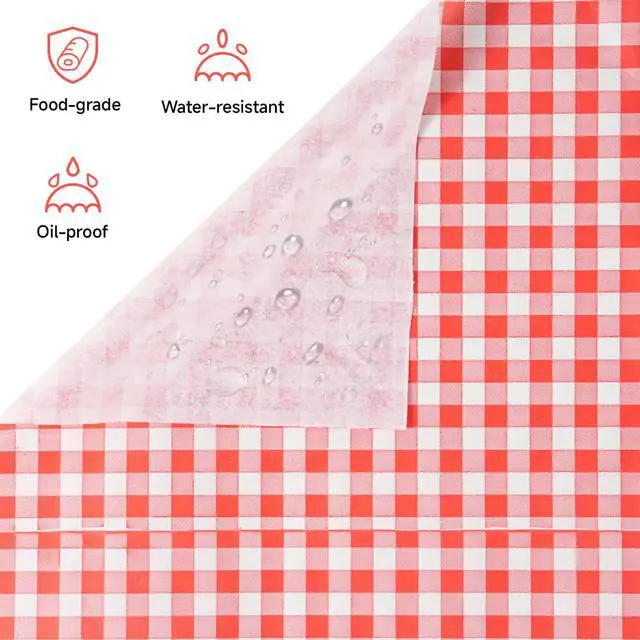 Alt view image 5 of 6 - 200 Pcs Waxed Deli Paper Sheets 7x7 Inch Greaseproof Food Basket Liners for Sandwiches, Burgers Wrapping, Multi-Color Checkered Paper for Kitchen, Food Truck, Party (200pcs)