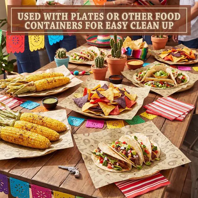 Alt view image 6 of 6 - 150 Pcs Western Deli Wax Paper Sheets 9.8 x 8.3 in Greaseproof Basket Liners & Sandwich Wrappers Waterproof Deli Paper for Picnic Kitchen Picnic, BBQ Supplies(Light Cowboy,Yellow)