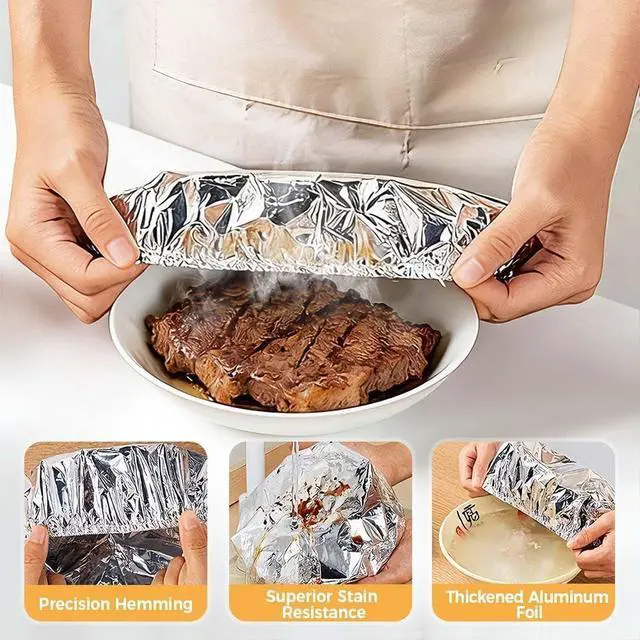 Alt view image 6 of 7 - 50Pack Reusable Aluminum Foil Food Covers Stretchy Elastic Edge Bowl Plate Tray Lids Heat Retaining Food Grade Cover for Picnic Takeout Leftovers Meal Prep BBQ Sandwich Burrito Outdoor Dining