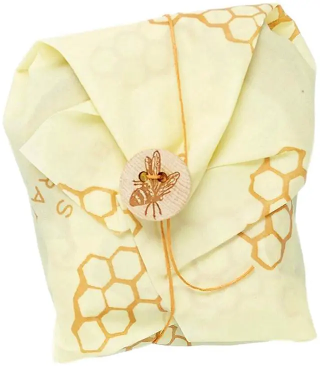 Alt view image 4 of 7 - Beeswax Sandwich Wrap - Honeycomb | Button & Tie Closure - Plastic Free - Organic Beeswax Wraps - Reusable Lunch Wrap - Sandwiches & Snacks - Made in USA