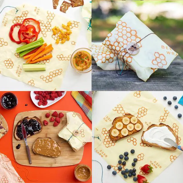 Alt view image 7 of 7 - Beeswax Sandwich Wrap - Honeycomb | Button & Tie Closure - Plastic Free - Organic Beeswax Wraps - Reusable Lunch Wrap - Sandwiches & Snacks - Made in USA