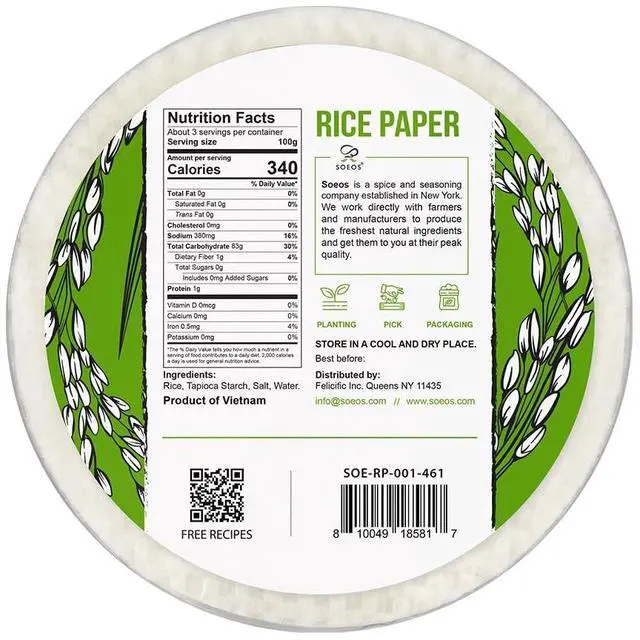 Alt view image 2 of 7 - Rice Paper, 1 Pack, 34 Sheets, Round, 22cm | Rice Paper Wrappers, Spring Roll Wrappers & Dumplings, Non-GMO, Gluten-Free, Low Carb, Vietnamese