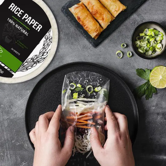 Alt view image 4 of 7 - Rice Paper, 1 Pack, 34 Sheets, Round, 22cm | Rice Paper Wrappers, Spring Roll Wrappers & Dumplings, Non-GMO, Gluten-Free, Low Carb, Vietnamese