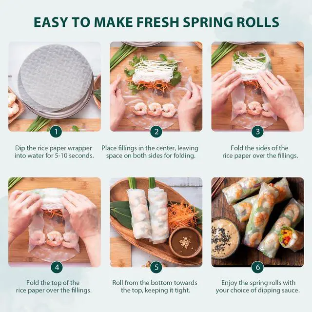 Alt view image 5 of 7 - Rice Paper, 1 Pack, 34 Sheets, Round, 22cm | Rice Paper Wrappers, Spring Roll Wrappers & Dumplings, Non-GMO, Gluten-Free, Low Carb, Vietnamese