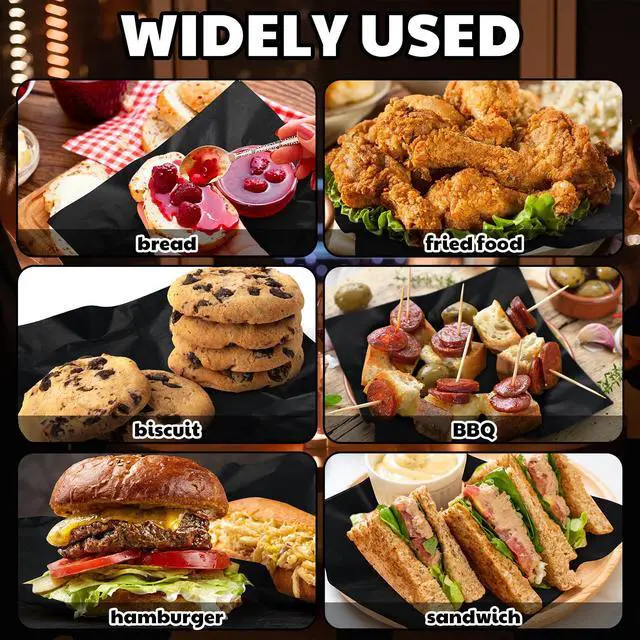 Alt view image 6 of 7 - 240 Sheets Deli Paper Wax Paper Sheets, Black, 7 x 7 Inch | Oil Proof Food Wrapping Bulk, Decorative Parchment, Liners Food Wrapping Sheets, for Sandwiches, Bread, BBQ, Picnic