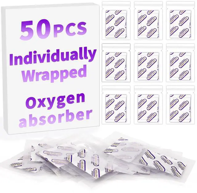 Main image of Individually Wrapped - Oxygen Absorbers for Food Storage 500cc, 50 Packs | Midukit Food Grade Oxygen Absorbers Packets for Long Term Food Storage, Mason Jars, Mylar Bags, Canning supplies, Dehydrated