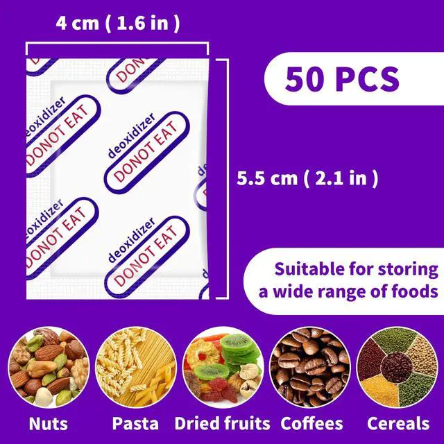 Alt view image 5 of 6 - Individually Wrapped - Oxygen Absorbers for Food Storage 500cc, 50 Packs | Midukit Food Grade Oxygen Absorbers Packets for Long Term Food Storage, Mason Jars, Mylar Bags, Canning supplies, Dehydrated