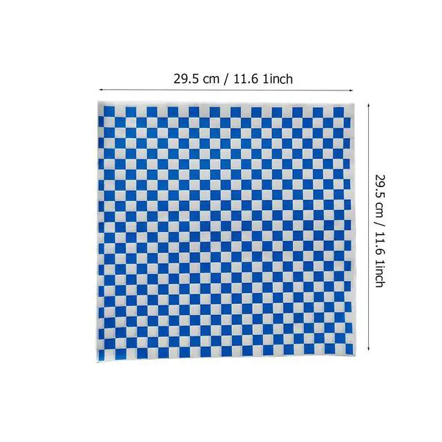 Alt view image 3 of 7 - 100 Sheets Blue & White Checkered Deli Paper - Grease Resistant, 11.5''x11.5''