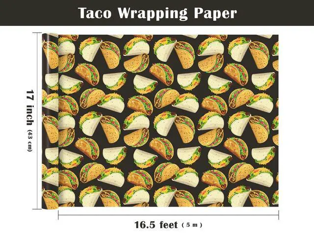 Alt view image 3 of 3 - Taco Wrapping Paper - Mini Roll - 17 Inch x 16.5 Feet - Traditional Tacos Food Wrapping Paper, Perfect for Birthday, Mexican Themed Party, Taco Tuesday