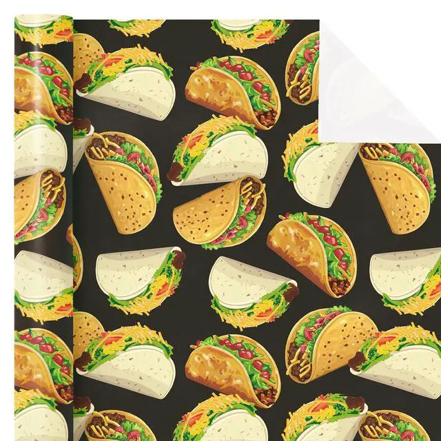 Alt view image 2 of 3 - Taco Wrapping Paper - Mini Roll - 17 Inch x 16.5 Feet - Traditional Tacos Food Wrapping Paper, Perfect for Birthday, Mexican Themed Party, Taco Tuesday