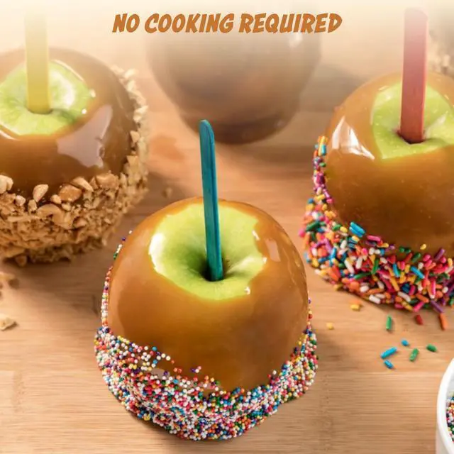 Alt view image 5 of 7 - Caramel Apple Wrap, 6.5 oz (Pack of 1) | Soft Caramel Apple Sheets to Stretch Over, Wooden Sticks Included, Perfect for Halloween parties or Weekend Baking with Kids