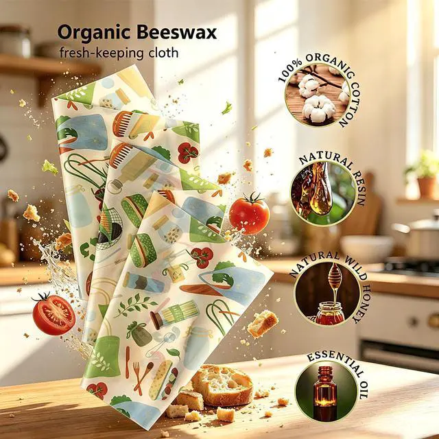 Alt view image 2 of 7 - Beeswax Wraps for Food - 12 x 40" Wax Paper Sheets for Food Reusable Beeswax Food Wraps for Food Preservation & Storage Organic Wax Paper Roll for Cheese, Sandwich, Bread