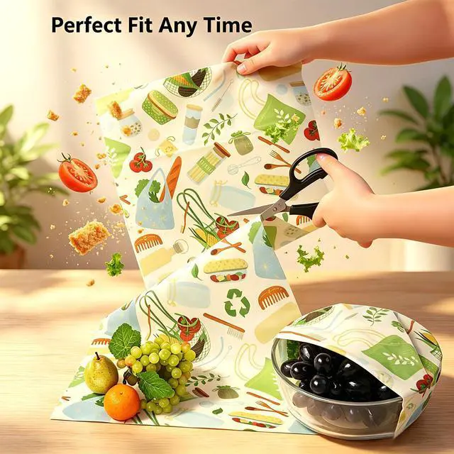 Alt view image 4 of 7 - Beeswax Wraps for Food - 12 x 40" Wax Paper Sheets for Food Reusable Beeswax Food Wraps for Food Preservation & Storage Organic Wax Paper Roll for Cheese, Sandwich, Bread