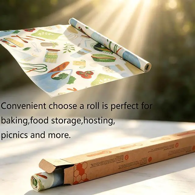 Alt view image 5 of 7 - Beeswax Wraps for Food - 12 x 40" Wax Paper Sheets for Food Reusable Beeswax Food Wraps for Food Preservation & Storage Organic Wax Paper Roll for Cheese, Sandwich, Bread