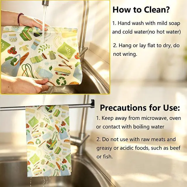 Alt view image 6 of 7 - Beeswax Wraps for Food - 12 x 40" Wax Paper Sheets for Food Reusable Beeswax Food Wraps for Food Preservation & Storage Organic Wax Paper Roll for Cheese, Sandwich, Bread