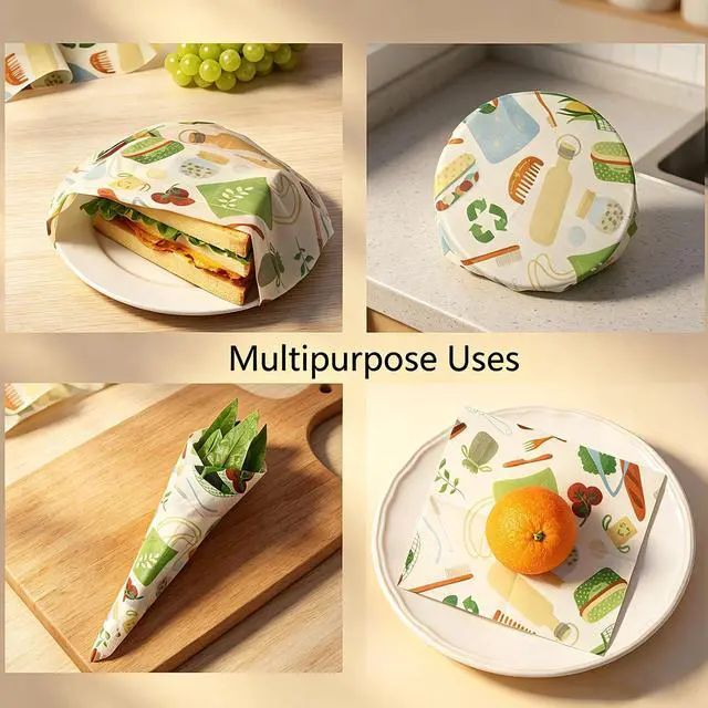 Alt view image 7 of 7 - Beeswax Wraps for Food - 12 x 40" Wax Paper Sheets for Food Reusable Beeswax Food Wraps for Food Preservation & Storage Organic Wax Paper Roll for Cheese, Sandwich, Bread