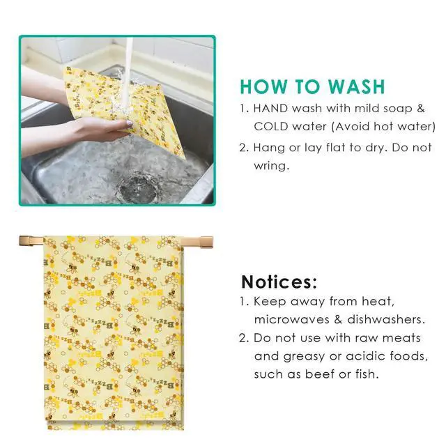 Alt view image 4 of 7 - Reusable Beeswax Wraps 13 x 39 Inch Beeswax Wraps for Food Eco-Friendly Sustainable Food Storage Wraps for Sandwich, Cheese, Fruit, Bread, Snacks