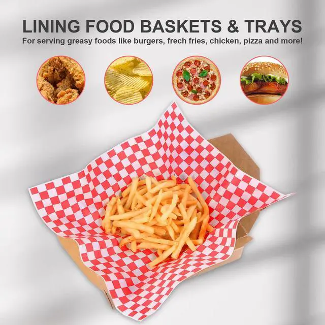 Alt view image 3 of 7 - 100pcs Deli Paper Sheets 12x12", Premium Food Basket Liners, Grease Resistant Wax Paper Sheets for Food, Classic Checkered Sandwich Wrapping Paper for Party, Festival and Outdoors,