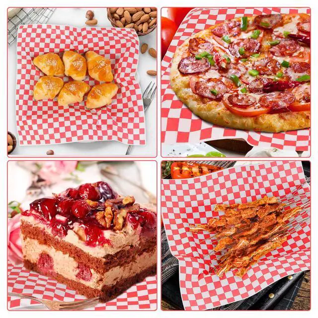 Alt view image 5 of 7 - 100pcs Deli Paper Sheets 12x12", Premium Food Basket Liners, Grease Resistant Wax Paper Sheets for Food, Classic Checkered Sandwich Wrapping Paper for Party, Festival and Outdoors,