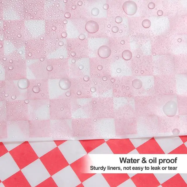 Alt view image 6 of 7 - 100pcs Deli Paper Sheets 12x12", Premium Food Basket Liners, Grease Resistant Wax Paper Sheets for Food, Classic Checkered Sandwich Wrapping Paper for Party, Festival and Outdoors,